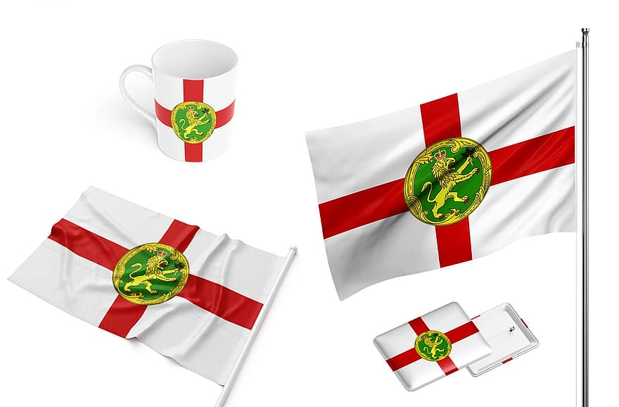Alderney, abhängig, Flagge, Staatsangehörigkeit, Design, Tasse