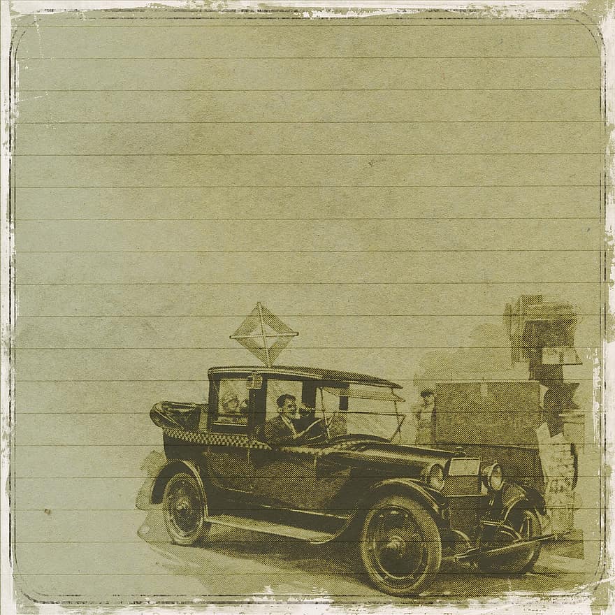 fundo, vintage, carro, automóvel, Veículo Antigo, Antiguidade, quadrado, scrapbooking, modelo, em branco, página de recados