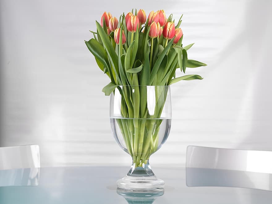 fleurs, pétales, arrangement floral, table, vase, la nature, décoration