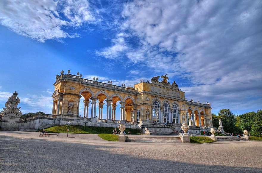 schönbrunni palota, Gloriette, Bécs, kastély, kert, tájékozódási pont, palota, épület, városnézés, építészet, Ausztria