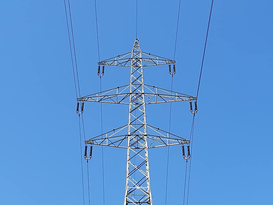 poteaux électriques, électricité, des lignes électriques aériennes, les lignes électriques, haute tension, source de courant, actuel, énergie, la ligne aérienne