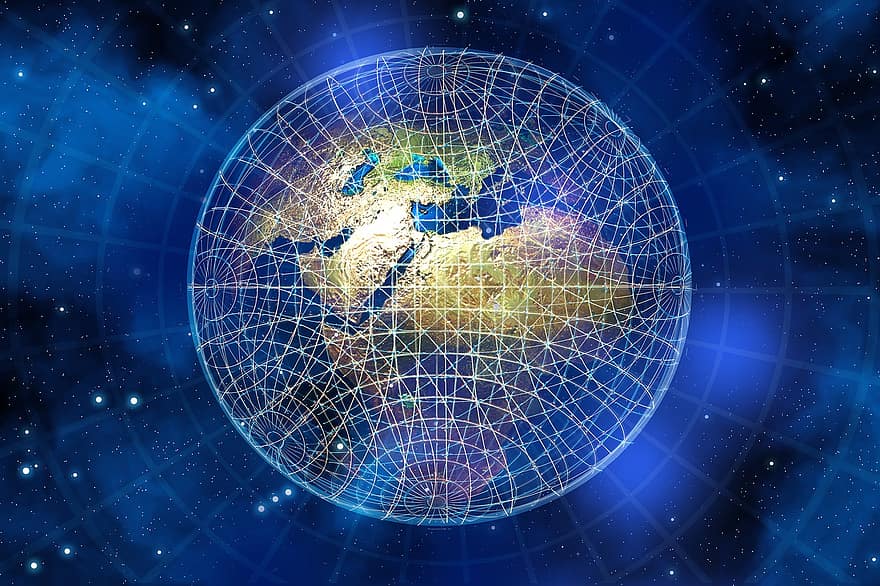 nätverk, jord, blockkedja, klot, Europa, digitalisering, Asien, kommunikation, över hela världen, förbindelse, global