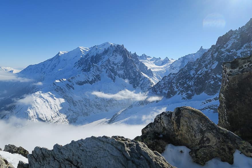 горы, пейзаж, зима, снег, Швейцария, Посмотреть, неприветливый, снежный пейзаж