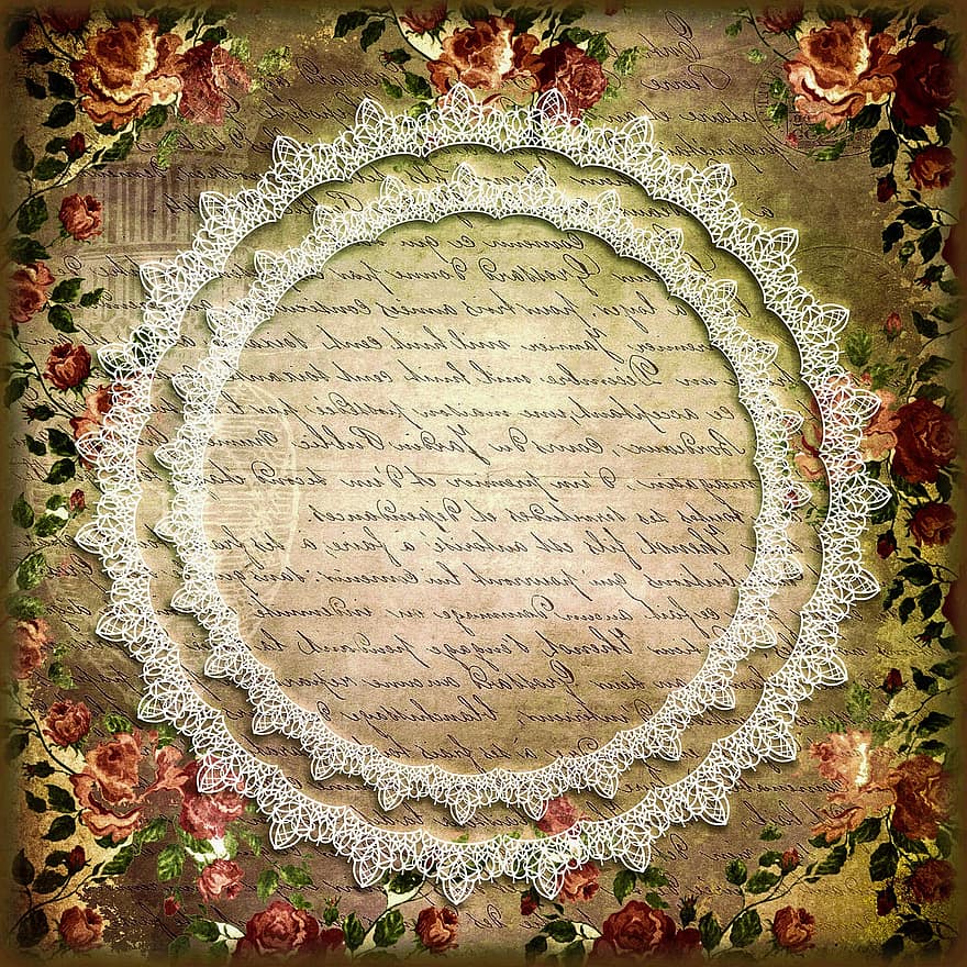 Picture Frame, Ornament, Retro, Background, Vintage, Wedding, Great, Pattern, Map, Floral, Coaster