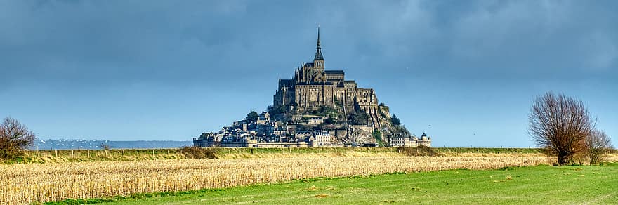 Igreja, mosteiro, monumento, ilha, mont saint michel, Normandia, Mosteiro, França