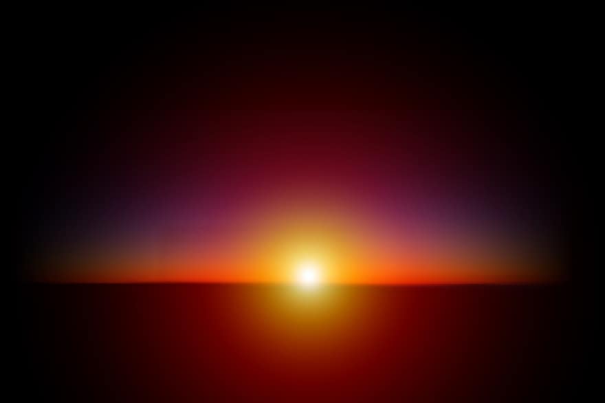 日没、太陽、オレンジ、バックグラウンド、抽象
