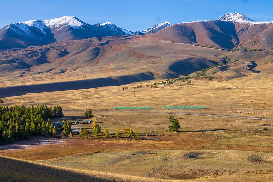 Altai-Gebirge, Landschaft, Natur, Herbst, Berg, ländliche Szene, Gras, Sommer-, Gebirge, Schnee, Wiese
