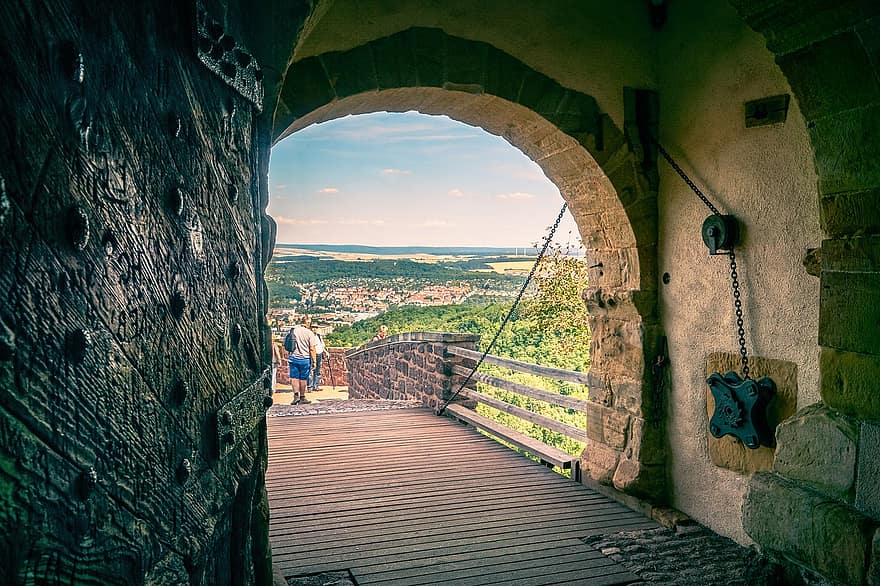 Вартбургський замок, замок, Німеччина, Тюрінгія, підйомний міст, архітектура, подорожі, відоме місце, літо, старий, міський пейзаж