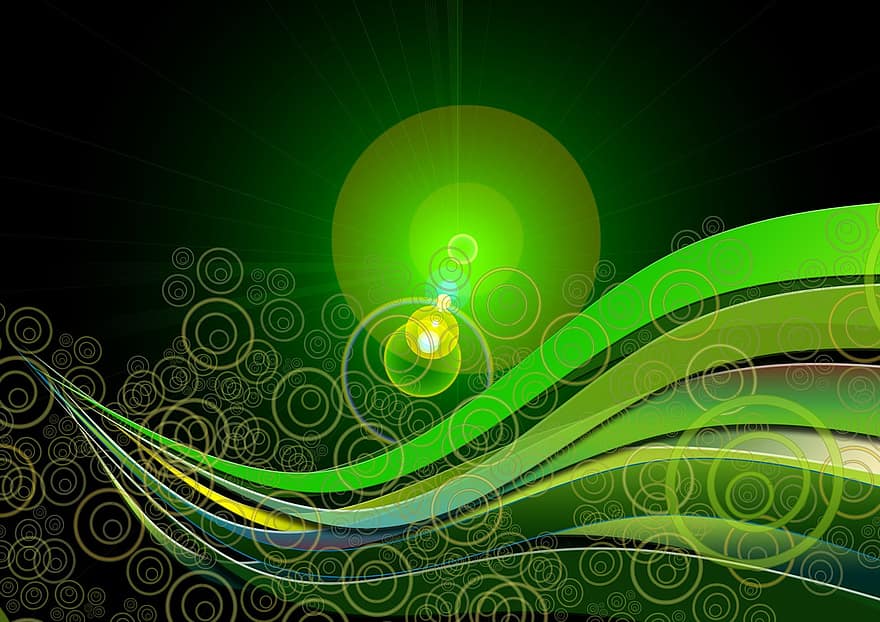 fundo, verde, textura, abstrato, fractais, padronizar, linhas, onda, movimento, balanço, rotação