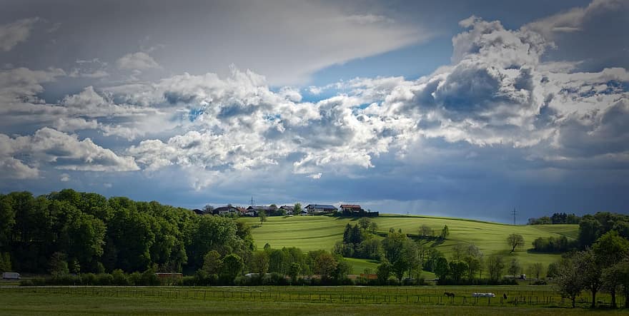 ग्रामीण इलाकों, धूप, जर्मनी, Frasdorf, मैदान, सुंदर