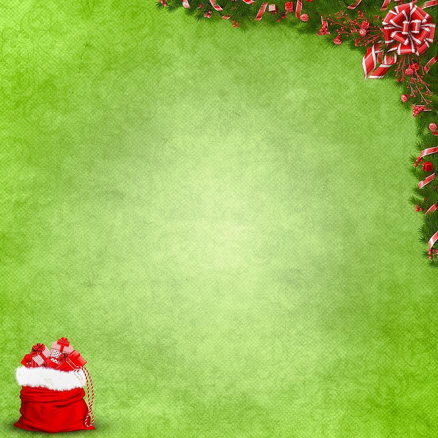 クリスマス、贈り物、バックグラウンド、緑、クリスマスバナー、デコレーション