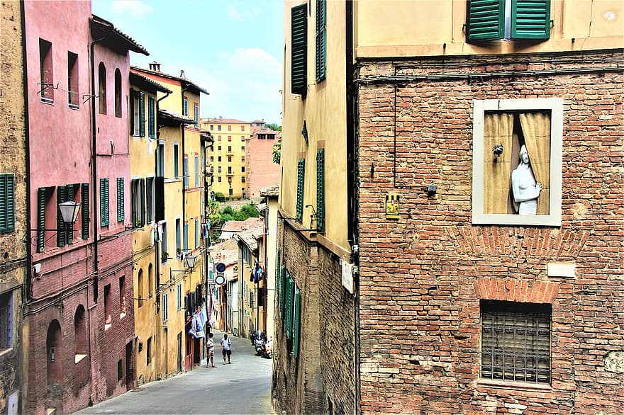 Siena, gade, Italien, arkitektur, historie, facade, bybilledet