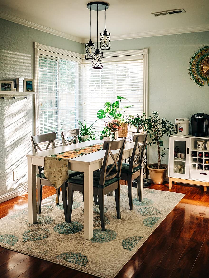 jídelna, nábytek, Vzhled interiéru, stůl, židle, stolování, rostlin, interiér, pokoj, místnost