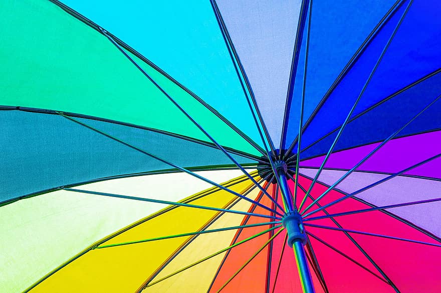 傘、カラフルな傘、パラソル