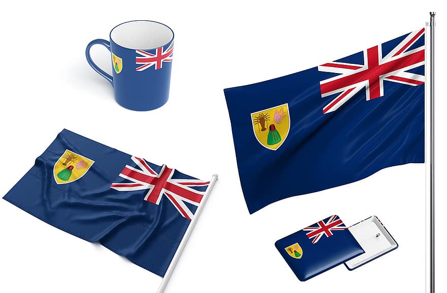 タークスカイコス諸島、国、旗、依存、国籍、カップ、設計