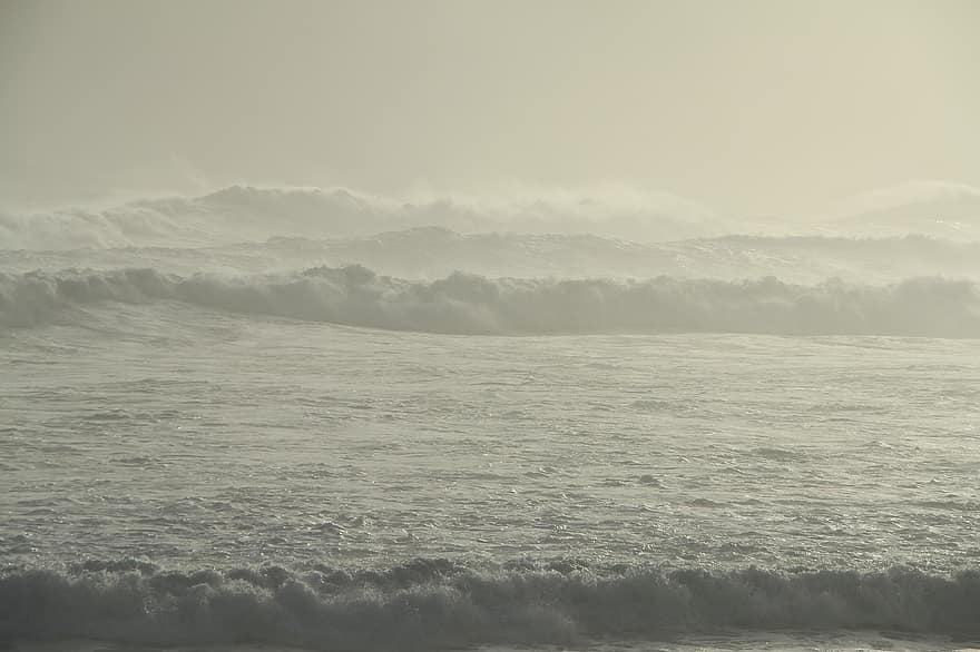 vista do mar, mar, ondas, ondas do mar, oceano, agua, maré, natureza, névoa, oceano Atlântico, costa galega
