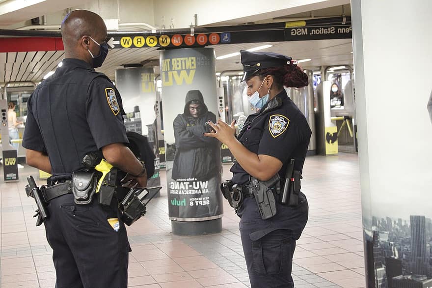 police, métro, sécurité, protection, New York, Urbain, ville