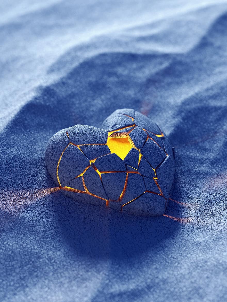 inimă, nisip, artă, proiecta, formă, simbol, Cu inima zdrobită, rănit, a închide, fundaluri, albastru