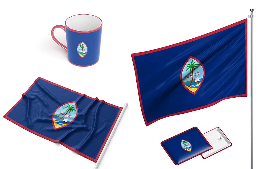 Guam, riippuvainen, lippu, kansalaisuus, kuppi, design
