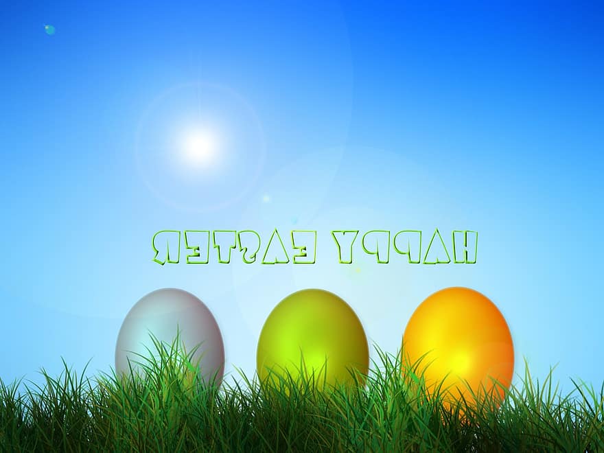 яйце, Великден, трева, ливада, Великденско яйце, храна, небе, шрифта, поздрав, Великденски поздрав, поздравителна картичка