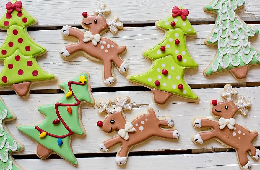 biscotti di Natale, dolci, Natale, biscotti, cibo, delizioso, vacanza, infornare, ossequi, glassa reale, biscotti di zucchero