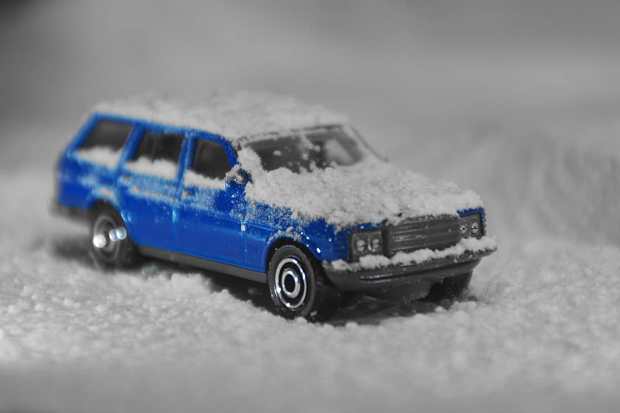 Toy Car, Model Car, Snow, car, transportation, land vehicle, winter, mode of transport, speed, sports utility vehicle, driving