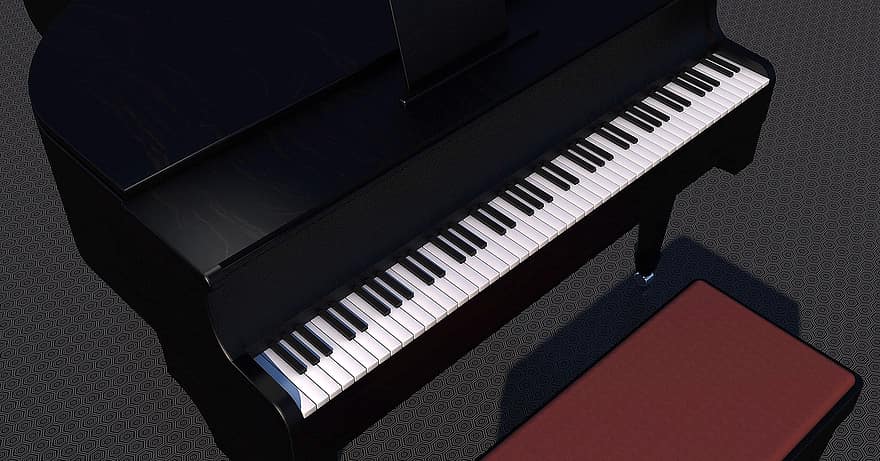 klavír, křídlo, hudba, nástroj, klávesy piana, klávesnice, klavírní klávesnice, klavírní stolička