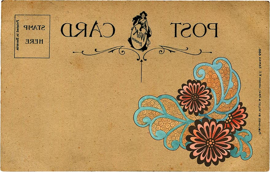 cartão postal, vintage, floral, desenhar, flor, decorativo, retrô, esboço, modelo, papel, textura