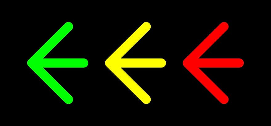 pil, retning, sort, pointer, orientering, navigation, rød, gul, grøn, kompas, grafik