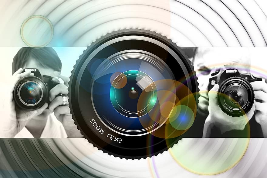 lent, càmera, fotògraf, foto, digital, tecnologia, tir, enregistrament, fotografia, femella, pel·lícula