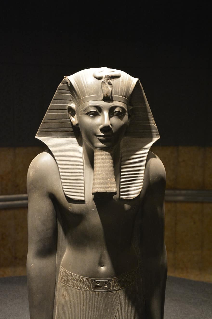 статуя фараона, древняя скульптура, Древнеегипетский артефакт, музей
