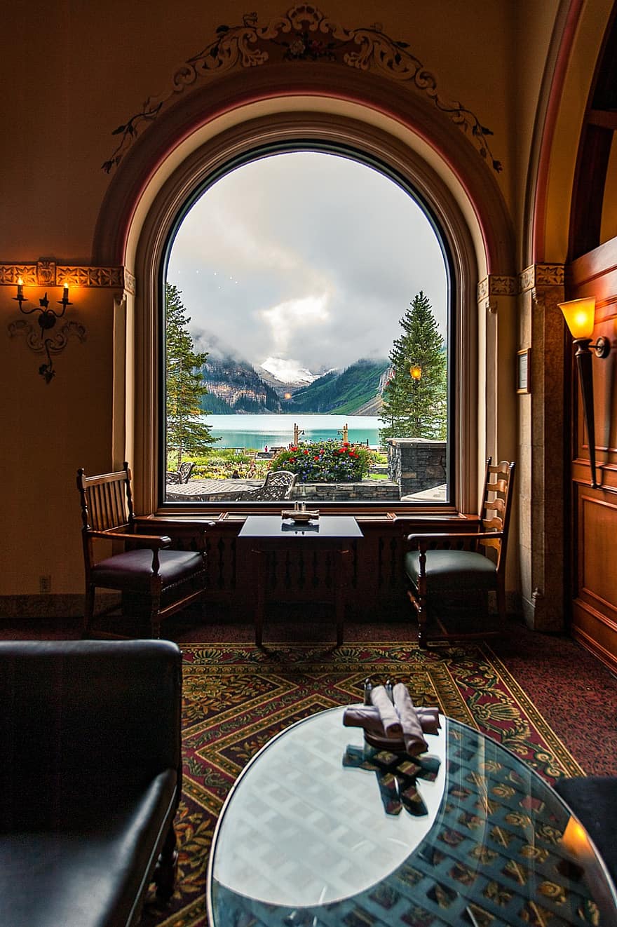 natura, Hotel, ricorrere, viaggio, turismo, Banff, Lake Louise, chateau lake louise, lago, architettura, tavolo