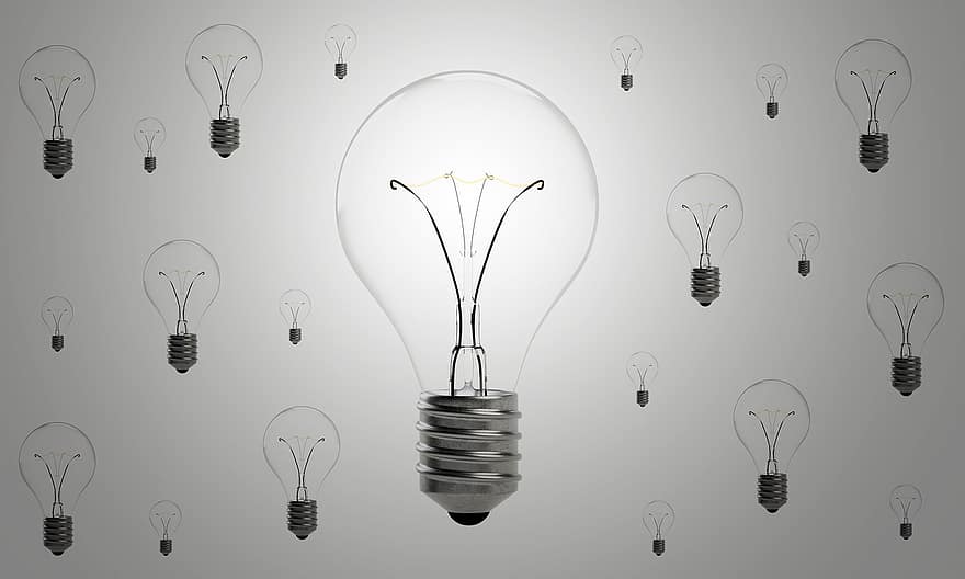 pærer, lys, ide, energi, strøm, innovation, kreativ, elektrisk, teknologi, elektricitet, inspiration