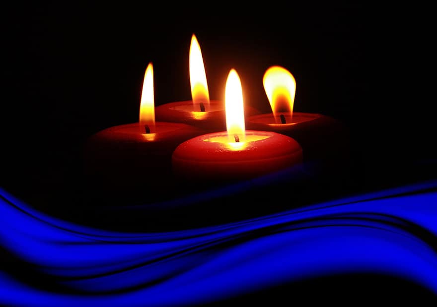 žvakė, žvakių šviesa, fonas, struktūrą, mėlyna, juoda, motyvas, Kalėdų motyvas, atėjimas, apdaila, Kalėdos
