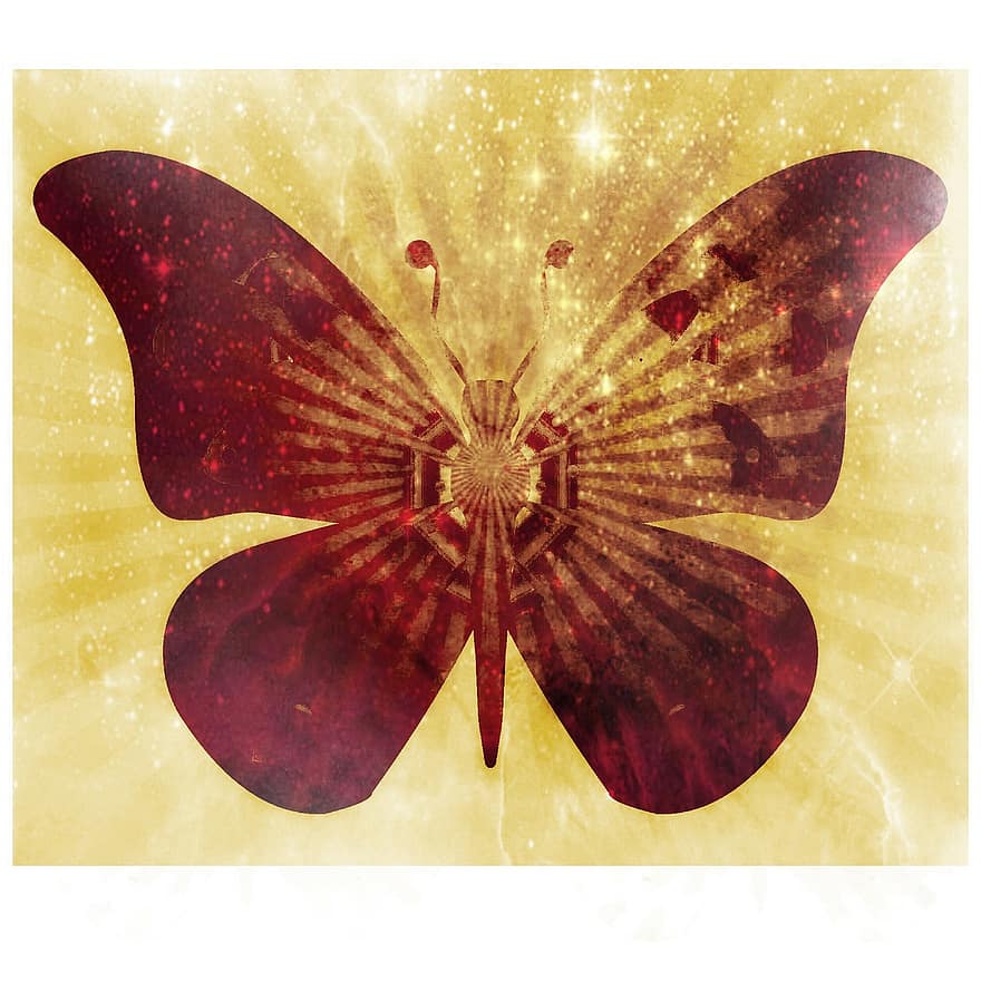 Butterfly, Insects, Sepia, Graphic, Design, Decorative, Abstract, Background, Art, Digital Art