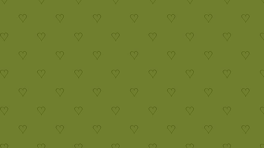 Background, Green, Hearts, Pattern, Love, Romantic, Valentine, Vintage, Scrapbook, Wrapping Paper, Paper