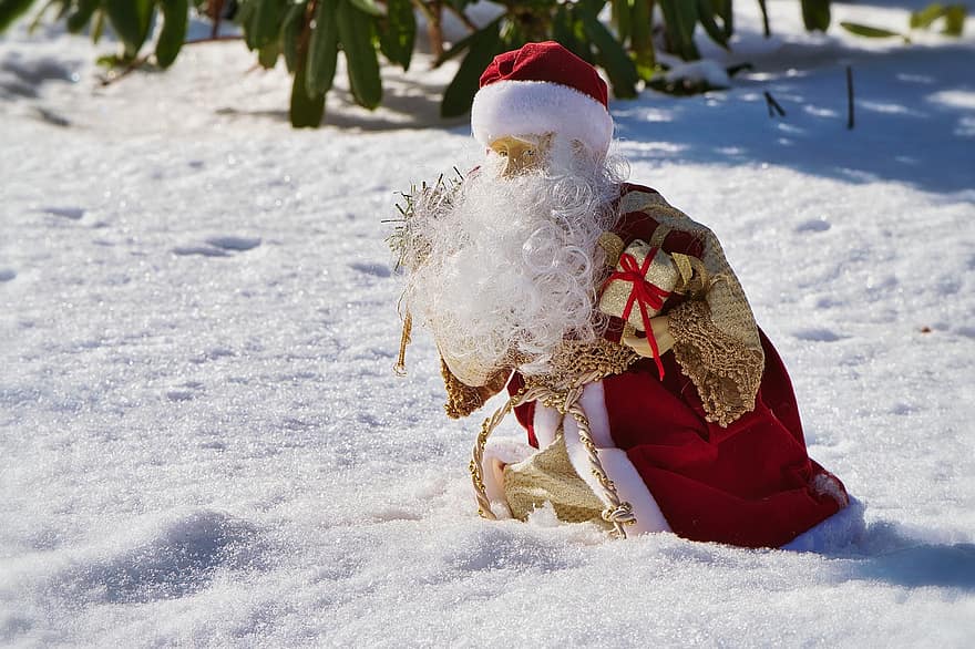 サンタクロース、図、クリスマス、雪、冬