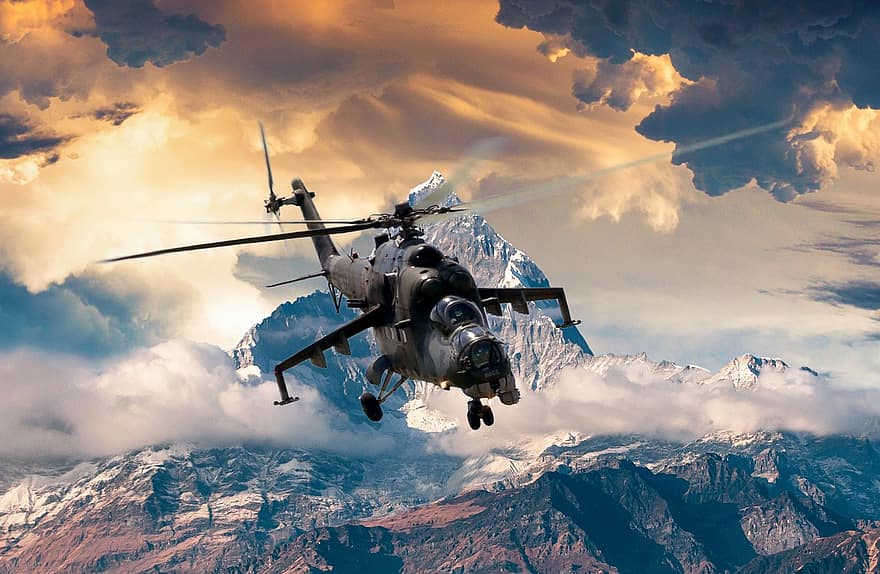 helicóptero, militar, aeronave, volador, armas, aviación, defensa, Ejército, marina, fuerza Aerea, montaña