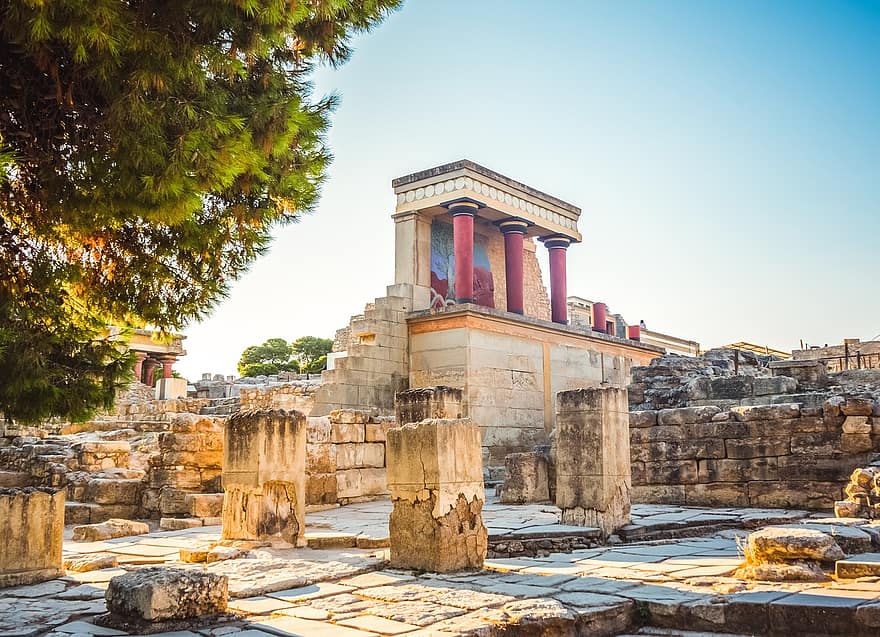 temppeli, pylväät, rauniot, Kreeta, Knossos, Kreikka, knossoksen palatsi, Palst, Minoan, Minolainen kulttuuri, Eurooppa