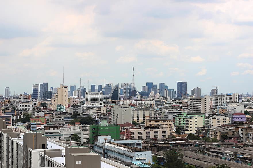 cidade, prédios, skyline, paisagem urbana, urbano, arquitetura, Estruturas, infraestruturas, metrô, metropolitano, Bangkok