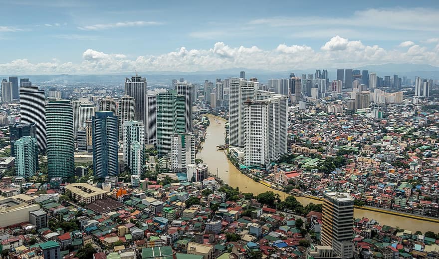 マニラ、シティ、フィリピン、マカティ、建築、建物、アジア、都市、空、街並み、イントラム