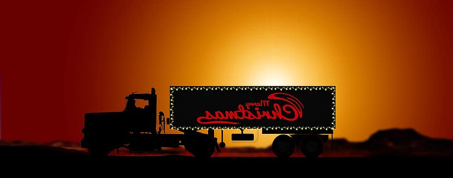 Christmas, Sunset, Semi Trailers, Truck, Transport, Vehicle, Atmosphere, Road, Landscape