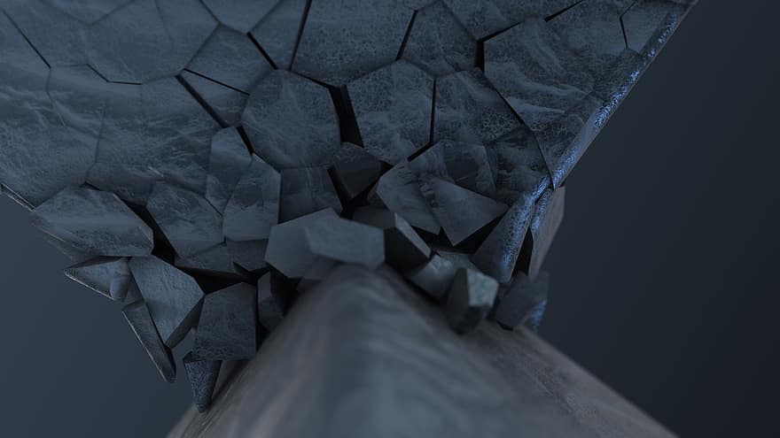 Breaking, Geometry, Monolith, 3d Render, 3d Mockup, Cracks, Destruction, backgrounds, abstract, close-up, architecture