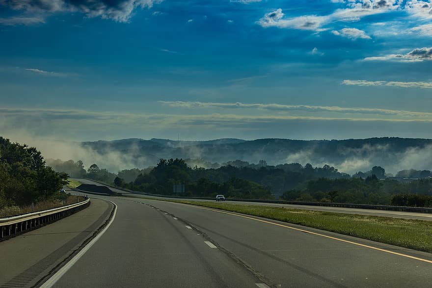 route, les montagnes, brouillard, chaussée, paysage, en plein air, New Hampshire, Montagne, scène rurale, forêt, Voyage