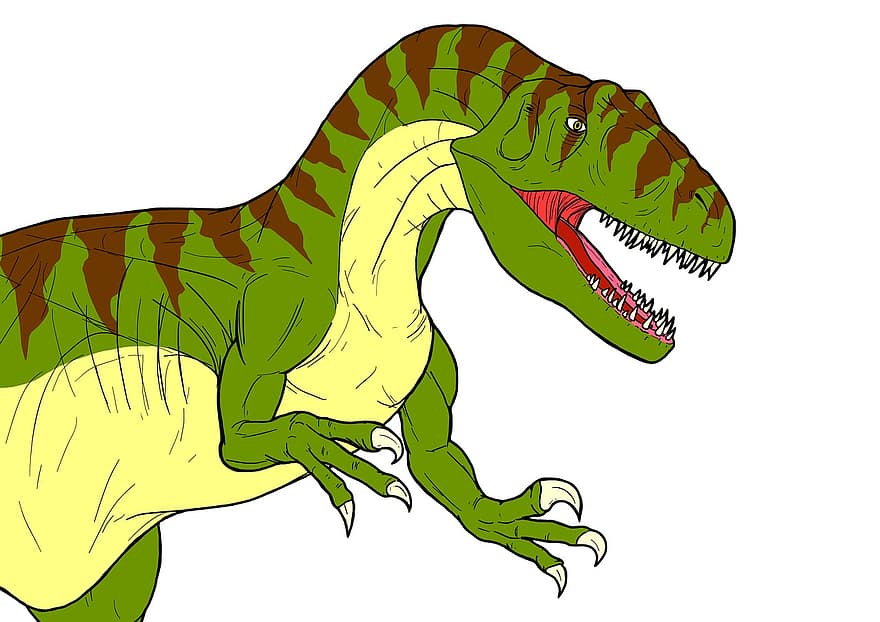 dinosaur, Allosaurus, forhistorisk, utryddet, rovdyret, tegning