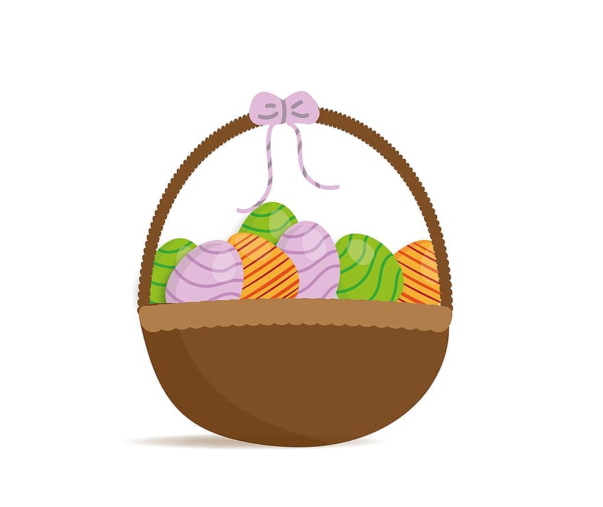 uova di Pasqua, vacanza, cestino, stagione, disegno, Pasqua, festival di pasqua, primavera, celebrazione, illustrazione, decorazione