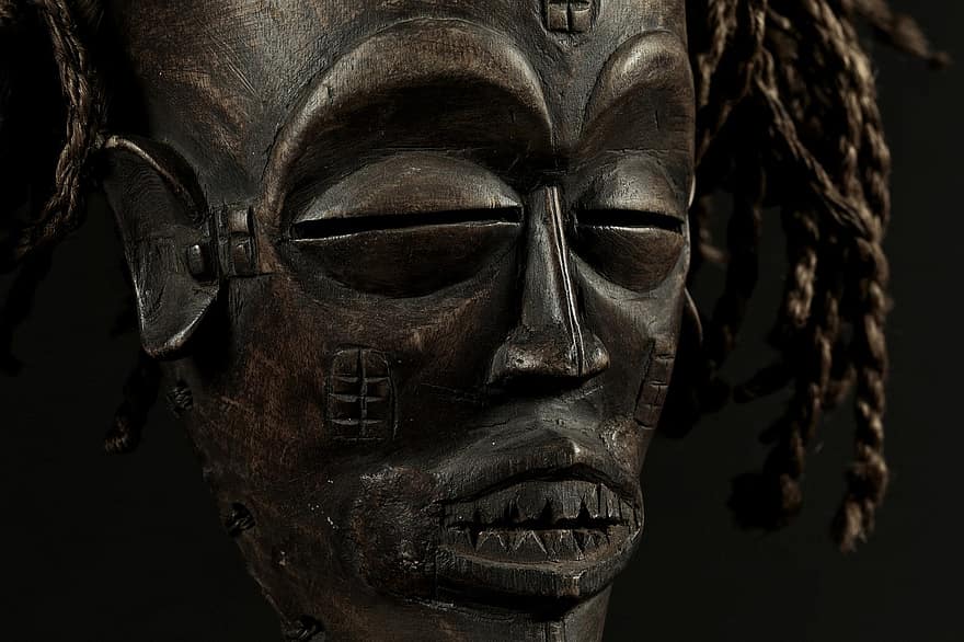 maska, Afryka, antyczny, straszny, drewno, sztuka, kolekcja, stary, rdzenna kultura, kultury, ludzka twarz