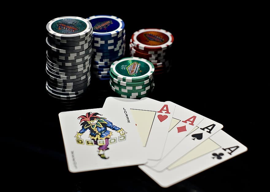 písmena, poker, paluba, kasino