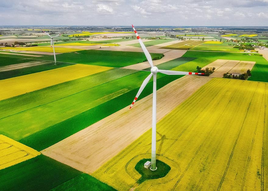 Windmill, Field, Landscape, The Windmills, Agriculture, Ecology, Rapeseed, The Horizon, Wellness, The Cultivation Of, Yellow