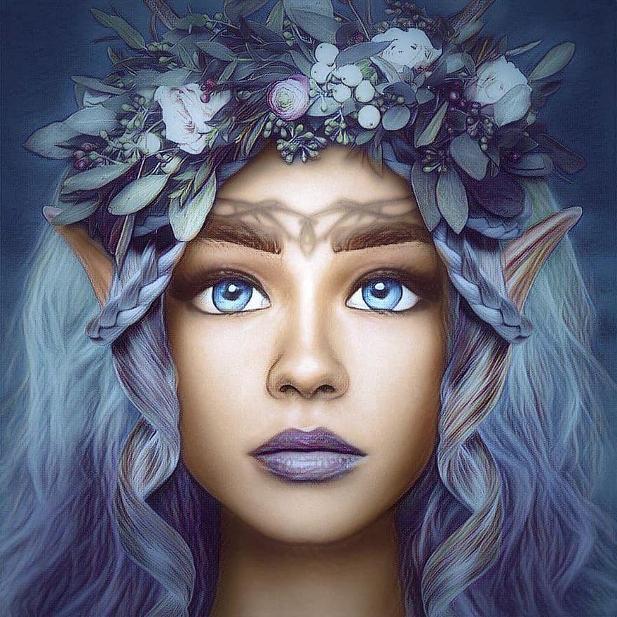 Woman, Girl, Portrait, Face, Elf, Fairy, Fantasy, Beautiful, Digital Art